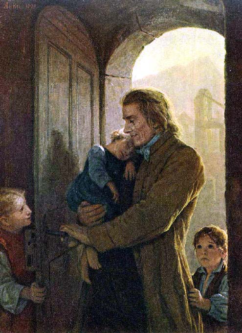 Heinrich Pestalozzi et les orphelins de Stans, 1870, Albert Anker