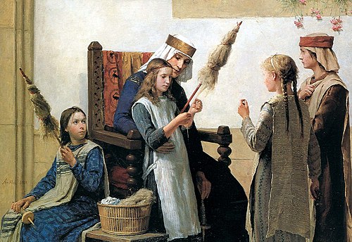 La Reine Berthe et les fileuses, 1881, Albert Anker