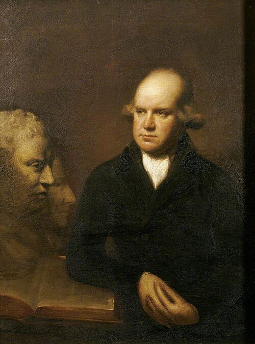 The Reverend Sir Herbert Croft, 5th Bt (1751-1816) with a Bust of Samuel Johnson, 1794, Lemuel Francis Abbott