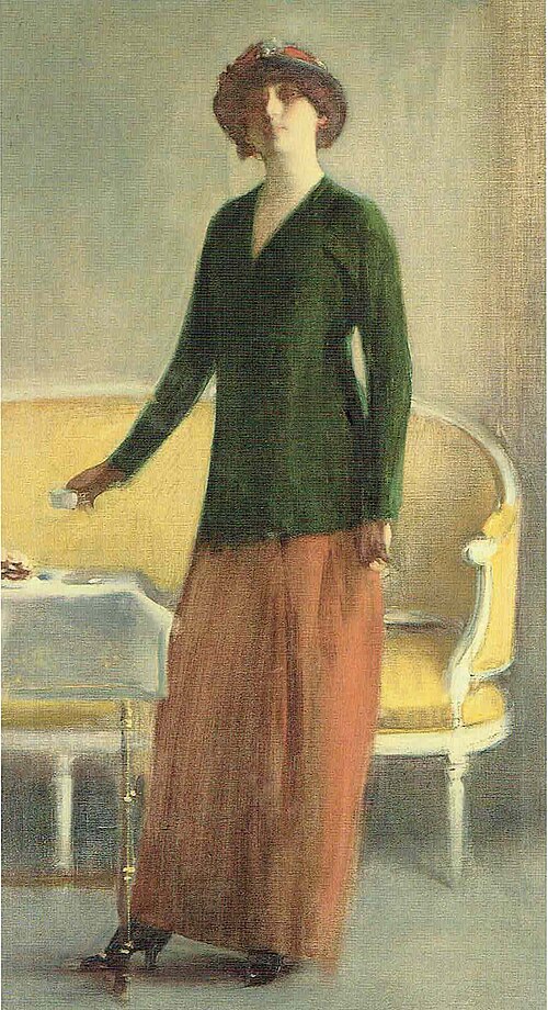 Mujer tomando una taza de chocolate, , Ramón Casas