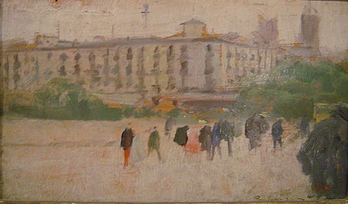 Paisatge urbà amb figures, 1890, Ramón Casas