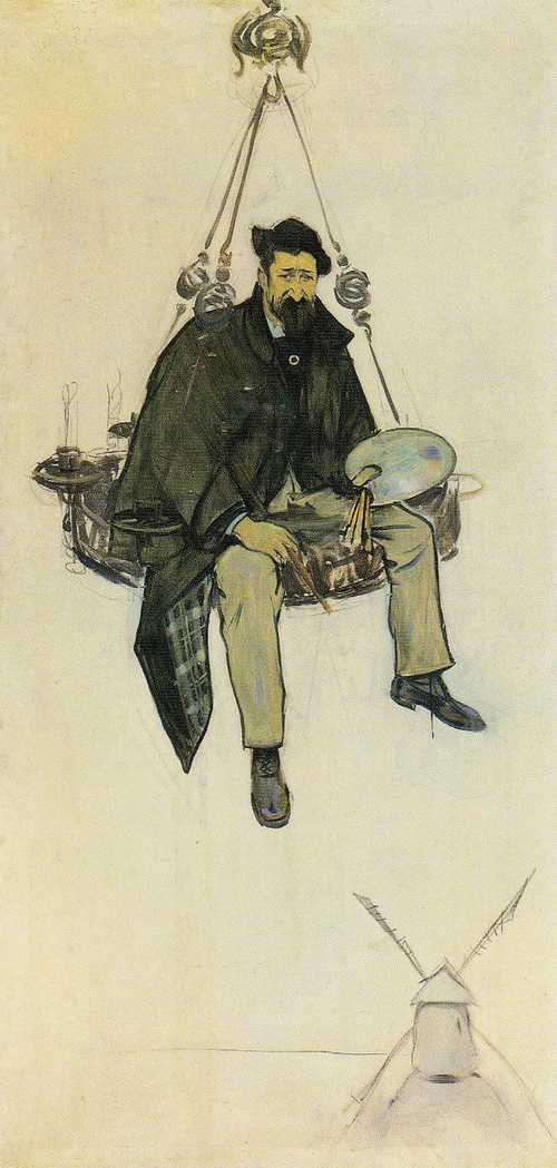 Portrait de Santiago Rusiñol sur une lumière, 1895, Ramón Casas