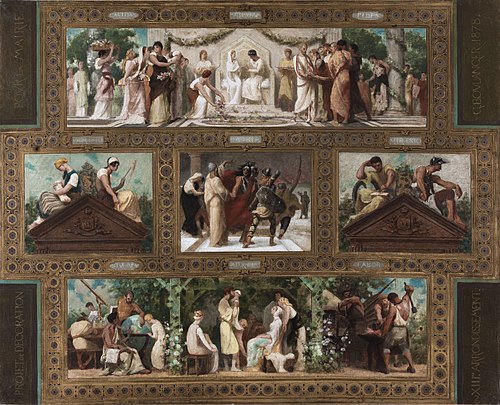 Esquisse pour la salle des mariages de la mairie du 13ème arrondissement : Vertus civiques., 1878, Gustave Boulanger