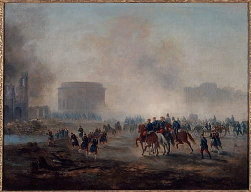 La Villette cernée par les troupes versaillaises, mai 1871., 1871, Gustave Boulanger