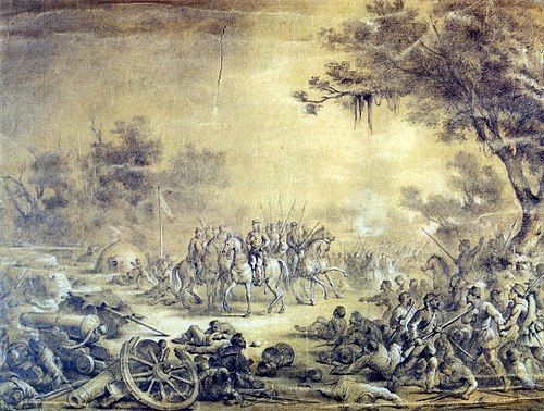 Barão de Porto Alegre liderando as tropas em Curzu, 1870, Victor Meirelles