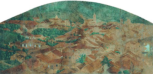Vista parcial da cidade de Nossa Senhora do Desterro (atual Q132997), 1849, Victor Meirelles