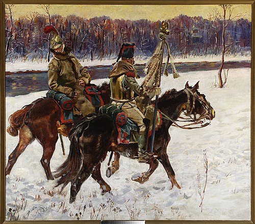 Two French hussars – “Berezina” fragment, 1896, Wojciech Kossak