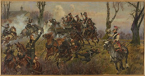 Battery on fire – Raszyn, 1913, Wojciech Kossak