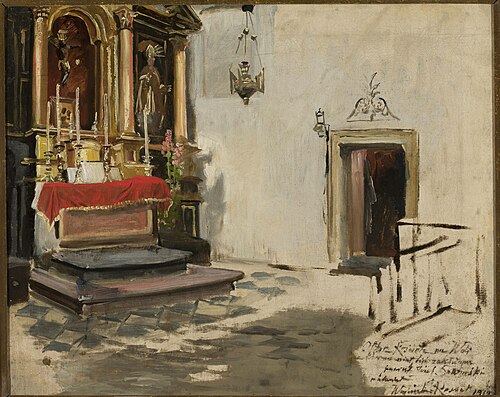 Altar in the church at Wola, 1917, Wojciech Kossak