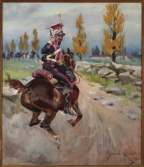 Light cavalryman on reconnaissance, 1925, Wojciech Kossak