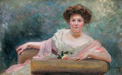 Portret pani w fotelu, 1909, Wojciech Kossak