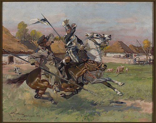 Uhlan fighting a Cossack, 1900, Wojciech Kossak
