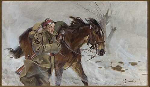 Soldier with a horse, 1937, Wojciech Kossak