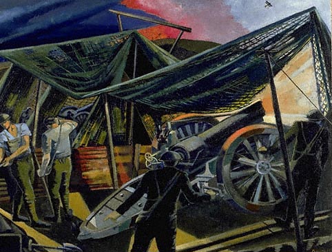 A Howitzer Firing, 1914, Paul Nash