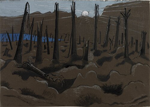 Sunrise, Inverness Copse, 1918, Paul Nash