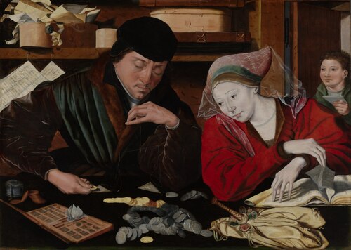 The Banker and his Wife, 1575, Marinus van Reymerswale
