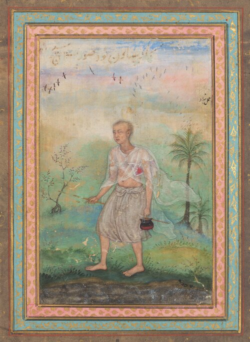 Jain Ascetic Walking Along a Riverbank, 1600, Basawan