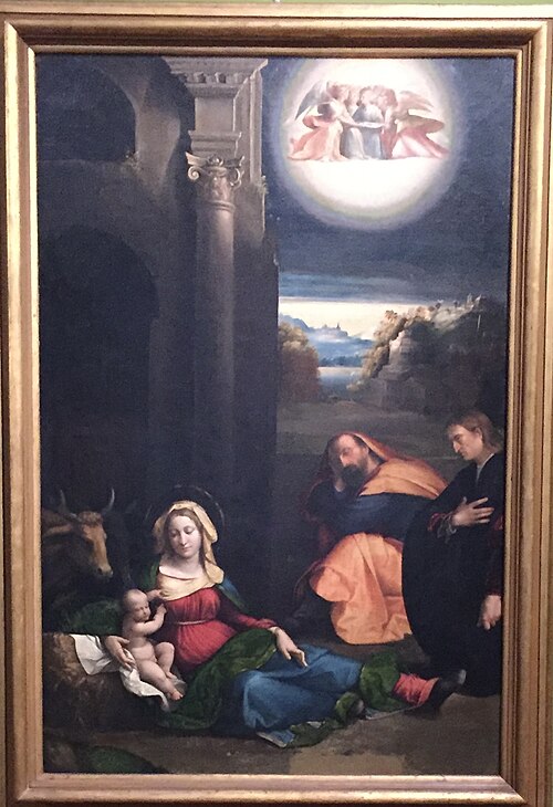 Natività con il donatore Lionello del Pero, 1525, Benvenuto Tisi