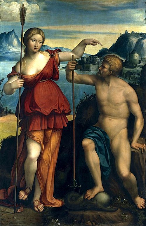 Poseidon and Athena battle for control of Athens, 1512, Benvenuto Tisi