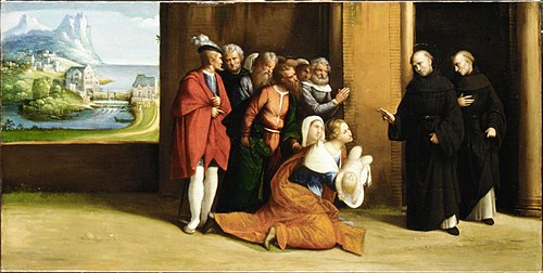 Saint Nicholas of Tolentino Reviving a Child, 1530, Benvenuto Tisi