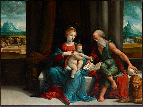 Madonna and Child and St. Jerome, 1530, Benvenuto Tisi