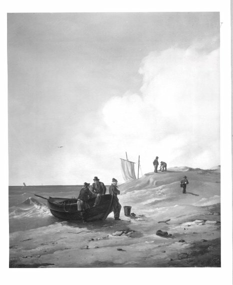 Beach with fisherboat + men, 1832, Eduard Magnus