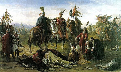 The Meeting of King Ladislas IV and Rudolph of Habsburg on the Battlefield of Marchfeld, 1873, Mór Than