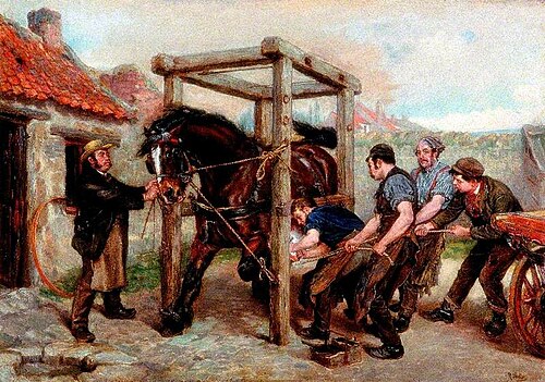 Shoeing the Bay Mare, 1887, Ralph Hedley