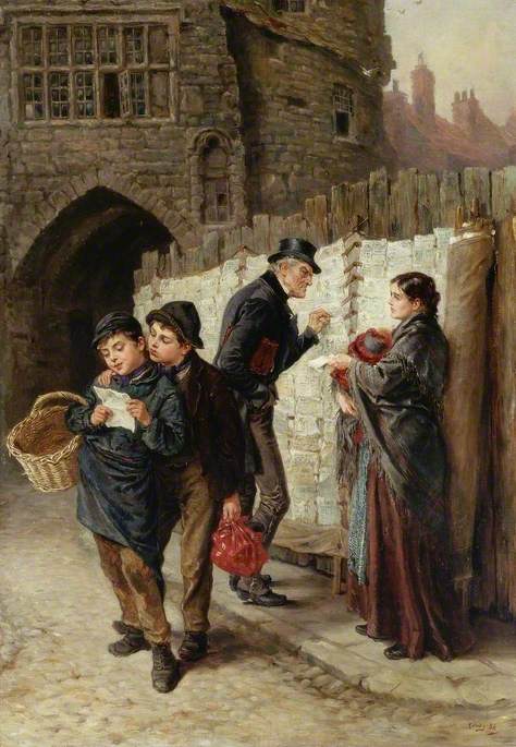 The Ballad Seller, the Black Gate, 1884, Ralph Hedley