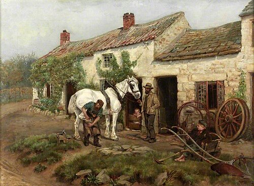 Smithy, Hexham, Bridge End, 1885, Ralph Hedley