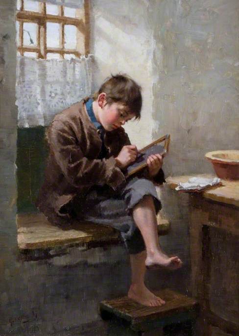 Home Lessons, 1887, Ralph Hedley