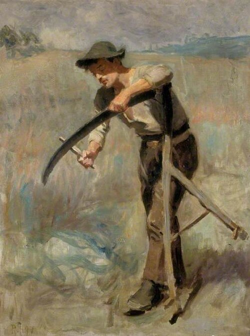 Sharpening the Scythe, 1897, Ralph Hedley