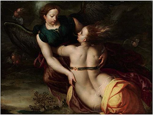 The goddess Iris saves Dido with the help of favorable winds from the sea, 1575, Jacob de Backer