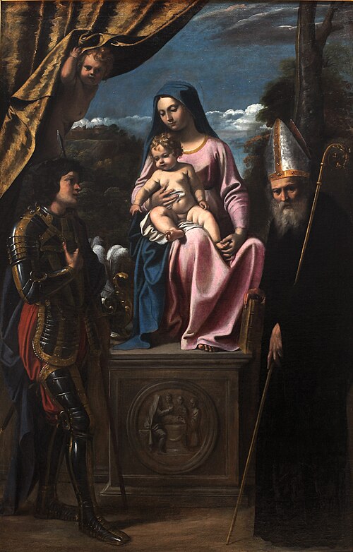 La Vierge et l'Enfant entre saint Benoît et saint Quentin, 1650, Sisto Badalocchio