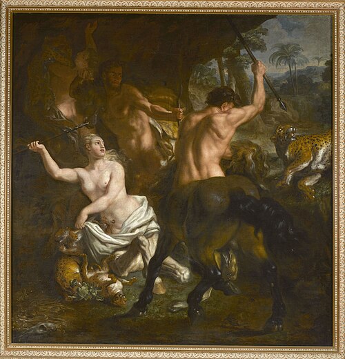 Centaurs fighting a leopard, , Louis de Silvestre