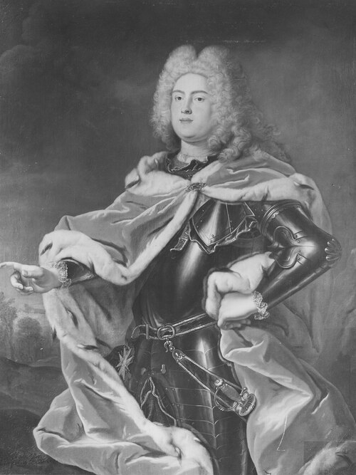 Fredrik August II/August III (1696-1763), kurfurste av Sachsen, kung av Polen, g.m. Maria Josefa, är, 1750, Louis de Silvestre