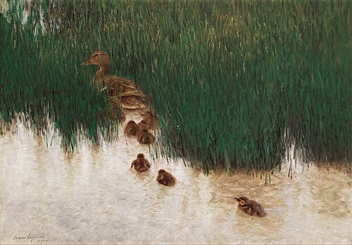 Duck family among reeds, 1917, Bruno Liljefors