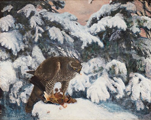Sparrowhawk with prey, 1893, Bruno Liljefors
