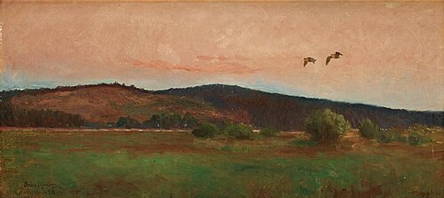 Eurasian woodcocks flying, 1892, Bruno Liljefors