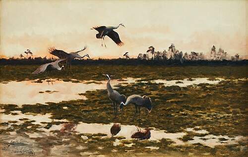 Cranes at dusk, 1921, Bruno Liljefors
