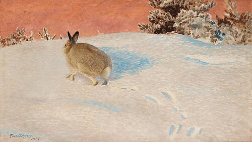 Hare in Winter Landscape, 1917, Bruno Liljefors