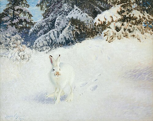 Hare in winter landscape, 1915, Bruno Liljefors