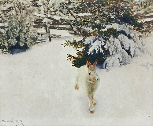 Hare in winter landscape, 1913, Bruno Liljefors