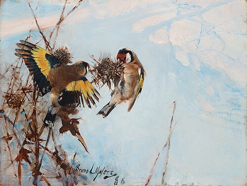 European goldfinches, 1888, Bruno Liljefors