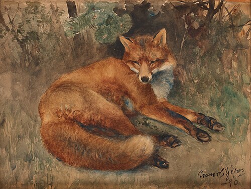 Resting fox, 1890, Bruno Liljefors