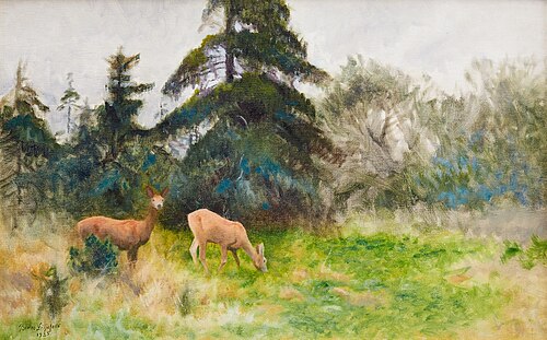 Roe deer in summer greenery, 1925, Bruno Liljefors