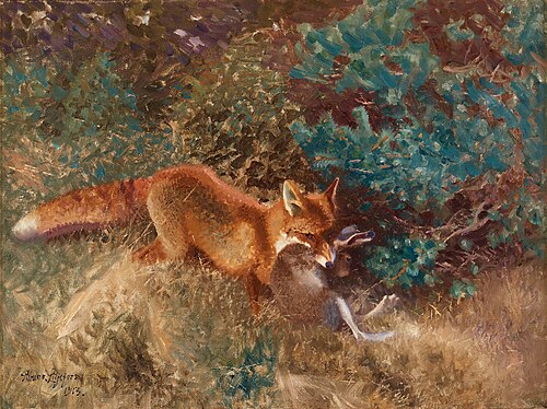 Fox with hare, 1913, Bruno Liljefors