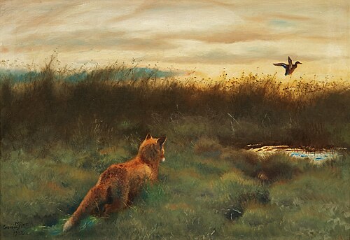 Fox and duck, 1922, Bruno Liljefors