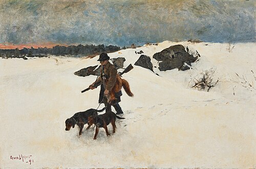 On the way home from the fox hunt, 1891, Bruno Liljefors