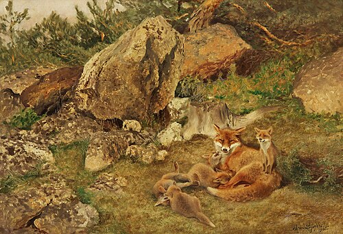 Foxcubs playing, 1905, Bruno Liljefors